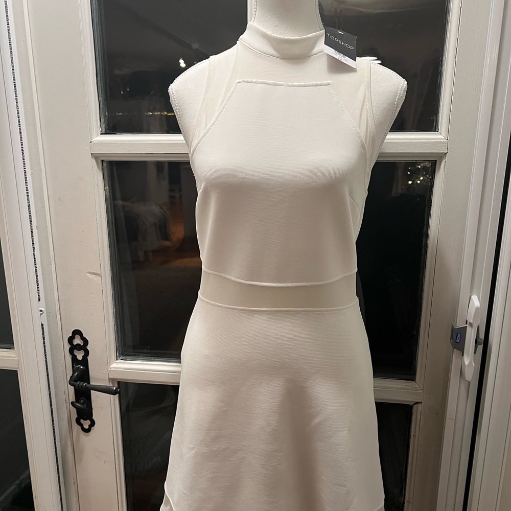 NWT White TopShop A-Line Dress with Unique Details, Size M